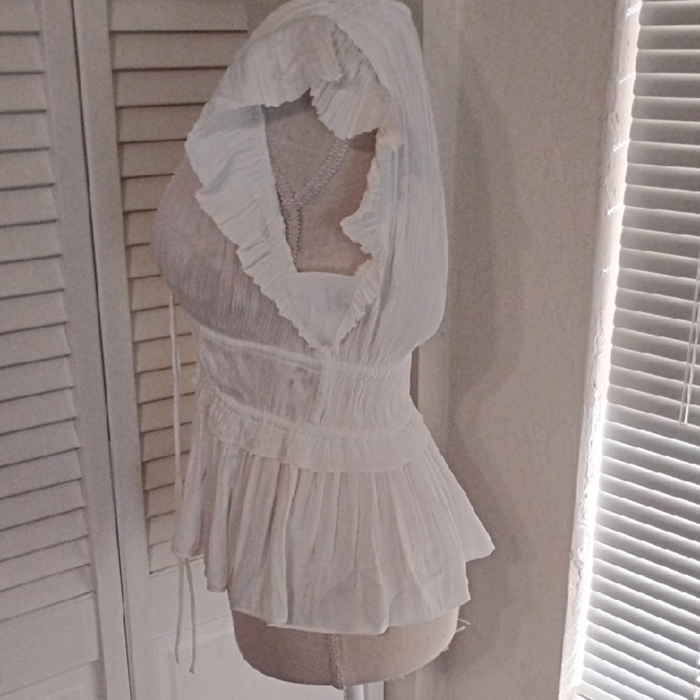 Current Air White Pleated Blouse - Picture 3 of 5